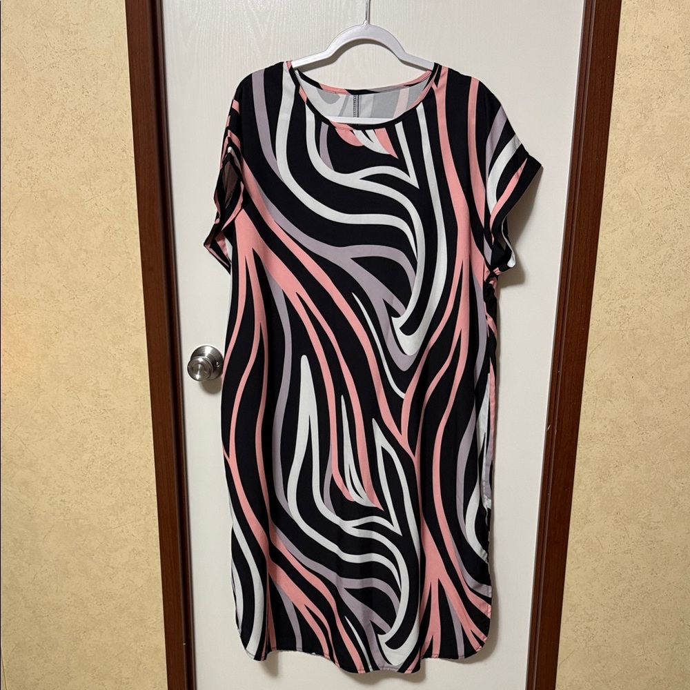 SHEIN Chic Zebra Print Dress in Pink and Black Size 0XL